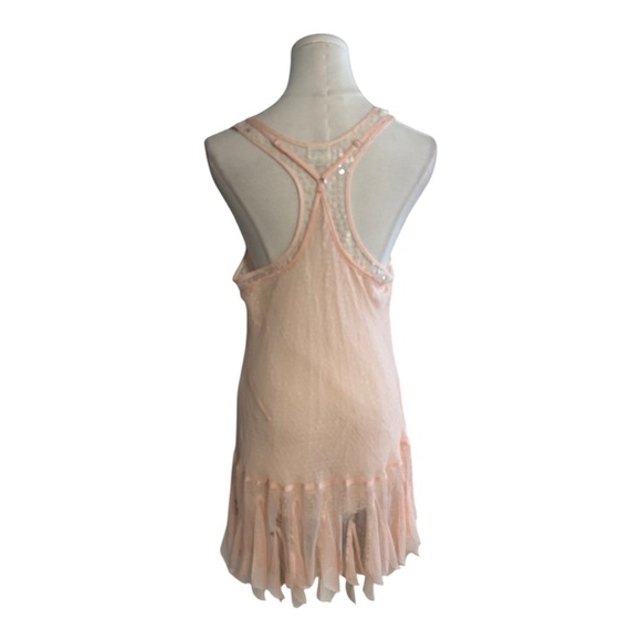 FREE PEOPLE INTIMATELY Shell Pink Sleeveless‎ 2 Piece Dress Sequin Size M Slip - Picture 4 of 10